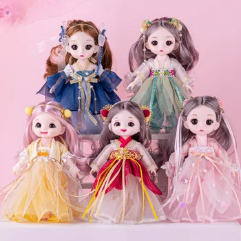 Ķīniešu stila svārki smiley sejas 16cm make-up lelle BJD multi-kopīgas kleita-up meitene rotaļlietas princese cepšanas apdare kūka apdare