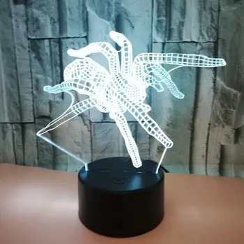 Spider Tarantuls LED 3D Akrila Nakts Lampas Gaismas Spīdeklis ar Touch un Tālvadības Spuldzes Gaismas Bērni Apdare