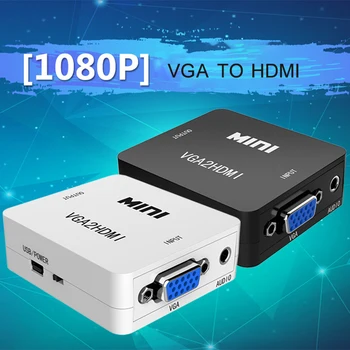 Mini HDMI-Saderīgam Uz VGA Adapteris PS3 XBOX STB PC Klēpjdators HDTV Projektors, DVD Slēdzis 1080P Full HD Video Converter Box Jaunas
