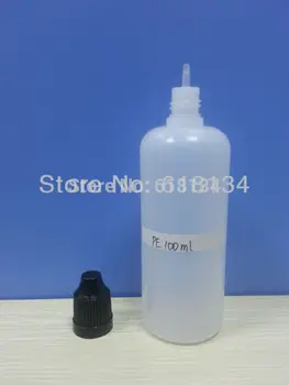 Bezmaksas piegāde PE plastmasas pudele 100ml ar bērnu aizsardzībai paredzētām vāciņš ar normālu padoms par 250pcs pilinātāju pudele 100ml
